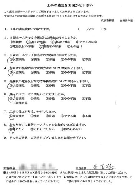 素早い対応、担当者の印象などで選びました